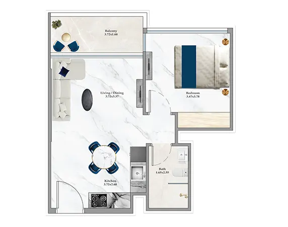 2 bedroom apartment Aspirz by Danube