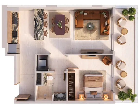 Binghatti Spectre 3 Bedroom Apartment Layout