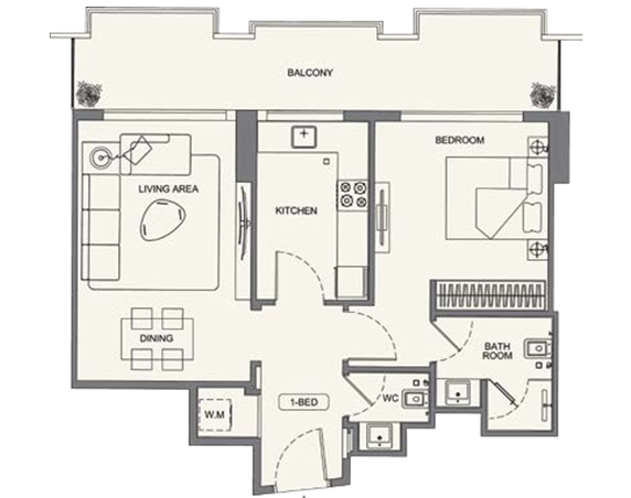 Binghatti Wraith Studio Apartment Floor Plan