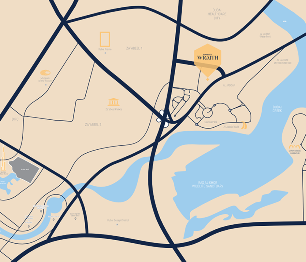Binghatti Wraith Location Near Al Jaddaf Metro